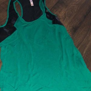 Green and black pleather racer back tank